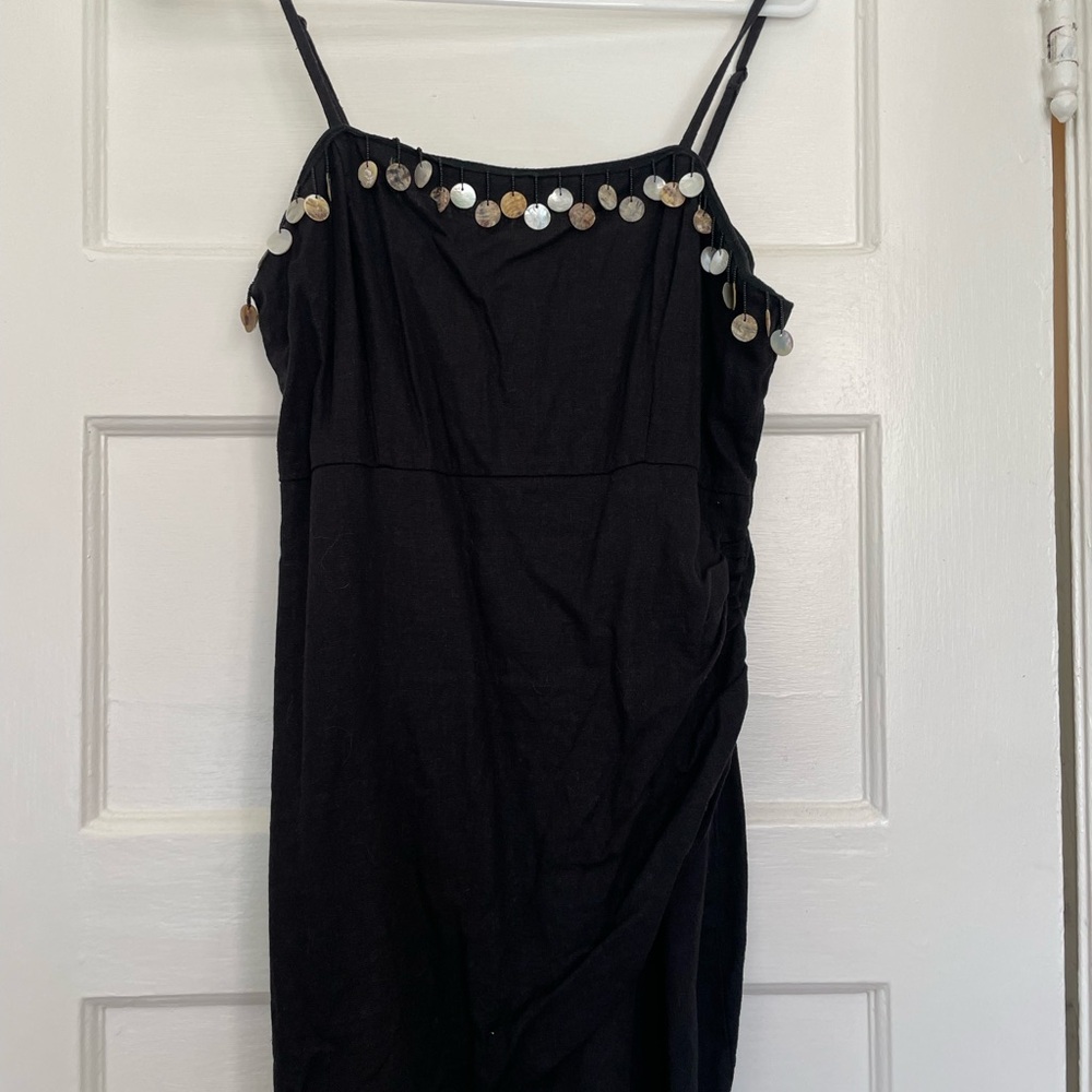 Zara Black and Silver Embellished Mini Slip Dress